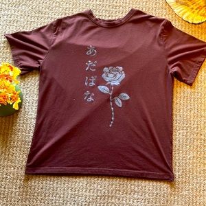 Brown Rose Japanese lettering SHEIN Size M Graphic T shirt Teens Men’s Women’s